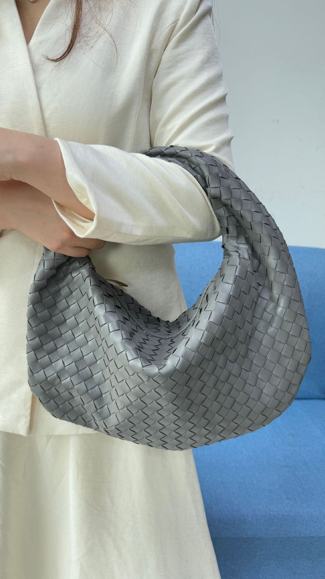 Women's Denim Woven Fashion Portable Horn Bags