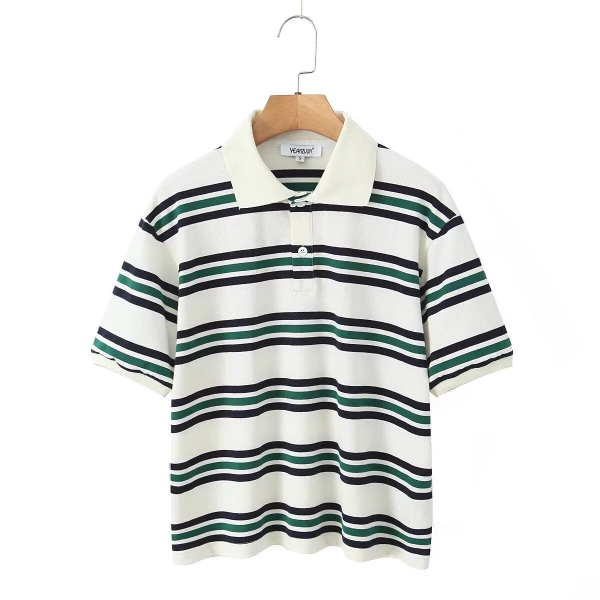 Women's Stripe Color Effect Collar Casual Long Blouses