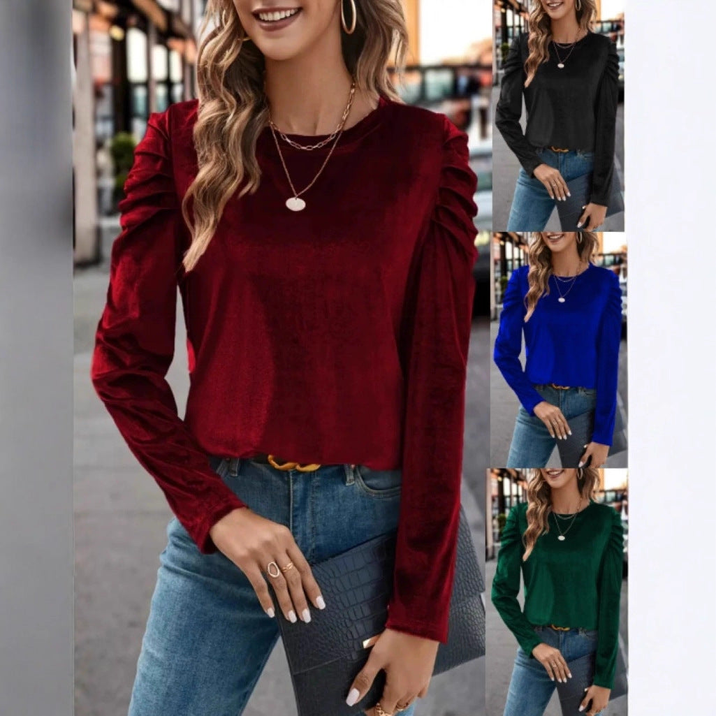 Women's Veet Casual Round Neck Slim Fit Puff Tops