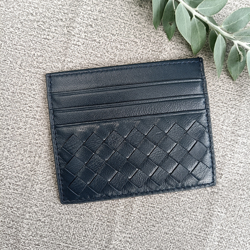 Women's & Men's & Name Sheepskin Woven Lightweight Clamp Card Holder