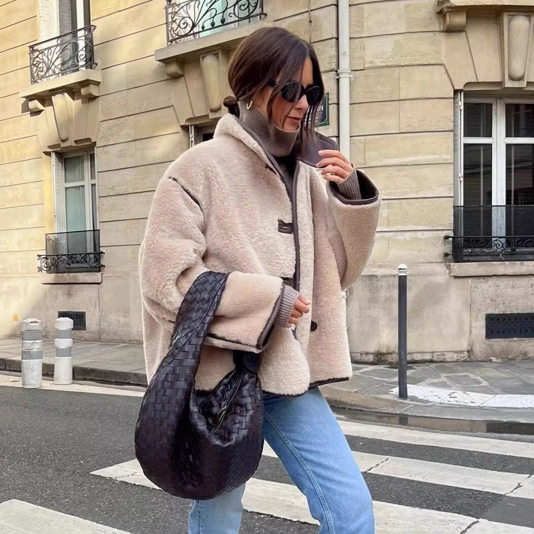 Women's Slouchy Fashion Fur Integrated Woolen Jackets