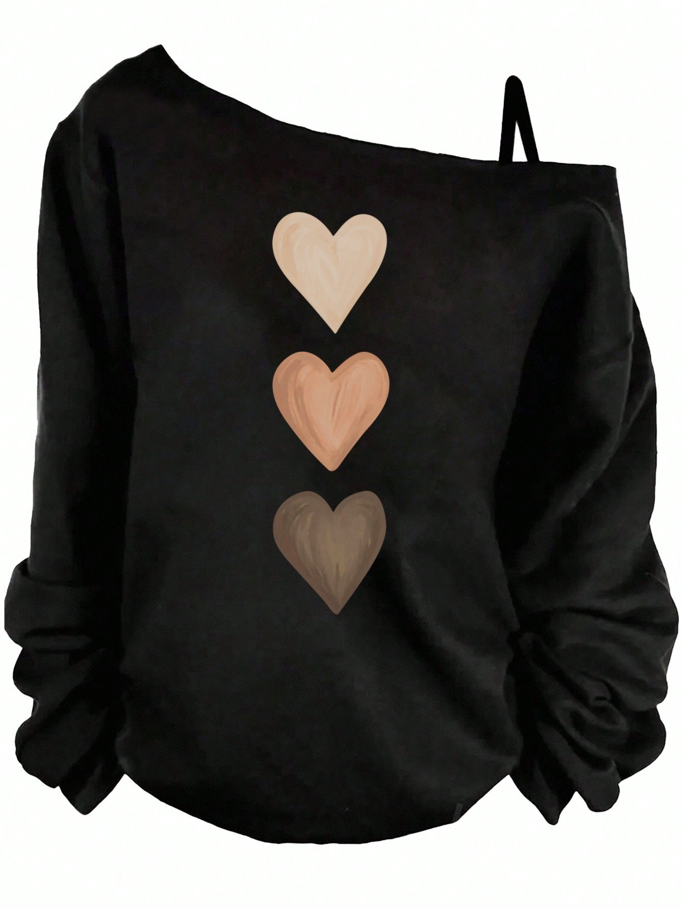 Women's Sling Solid Color Printing Long Sleeve Trendy Women's T-shirt