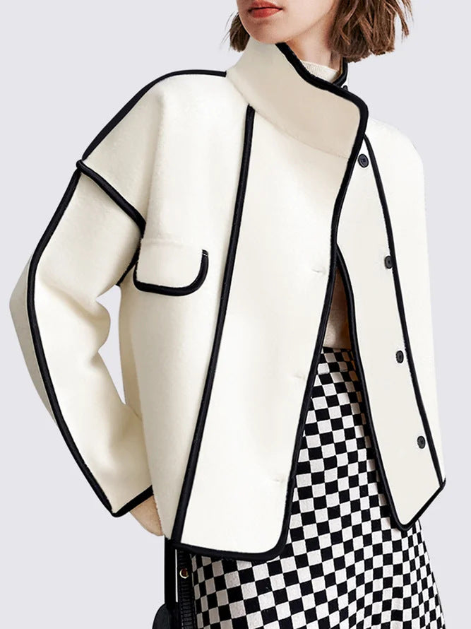 Women's Solid Color Stand Collar Stretch Shoulder Jackets