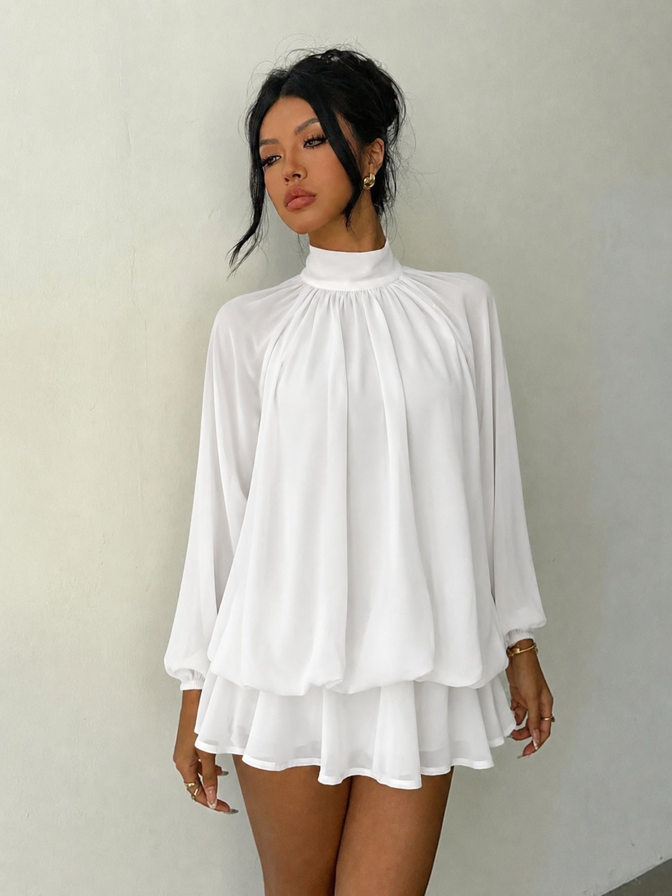 Women's Long-sleeved Versatile Fashion Slimming Solid Color Dress