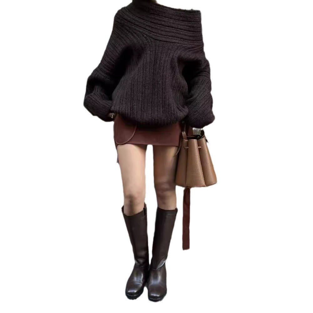 Irregular Design Loose Casual Long Sleeve Knitwear