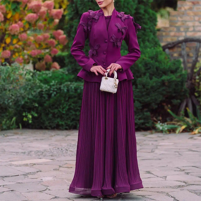 Women's Style Temperament Autumn Elegant Retro Patchwork Fashion Casual Suit