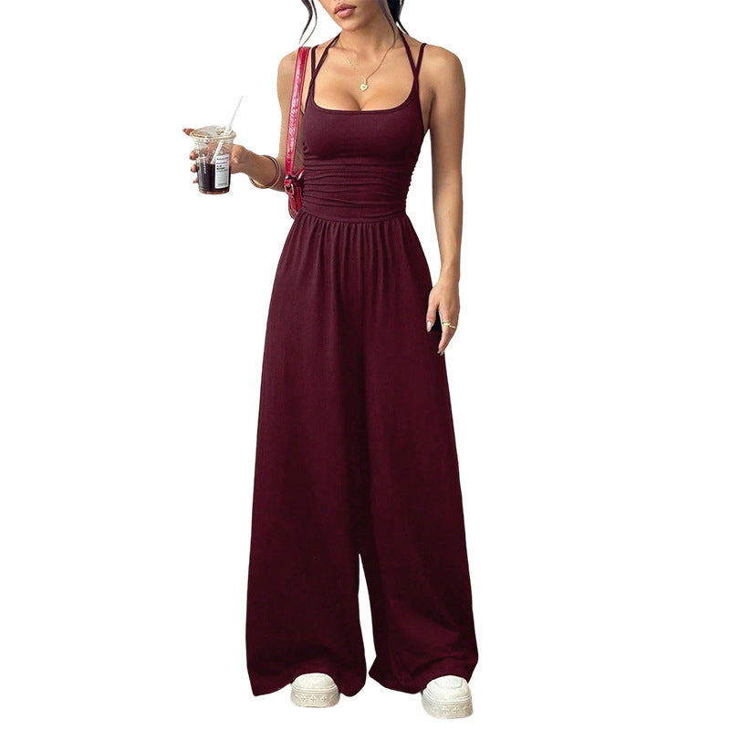 Women's Summer Sling Casual Wide Leg Loose Women's Jumpsuit/clothing