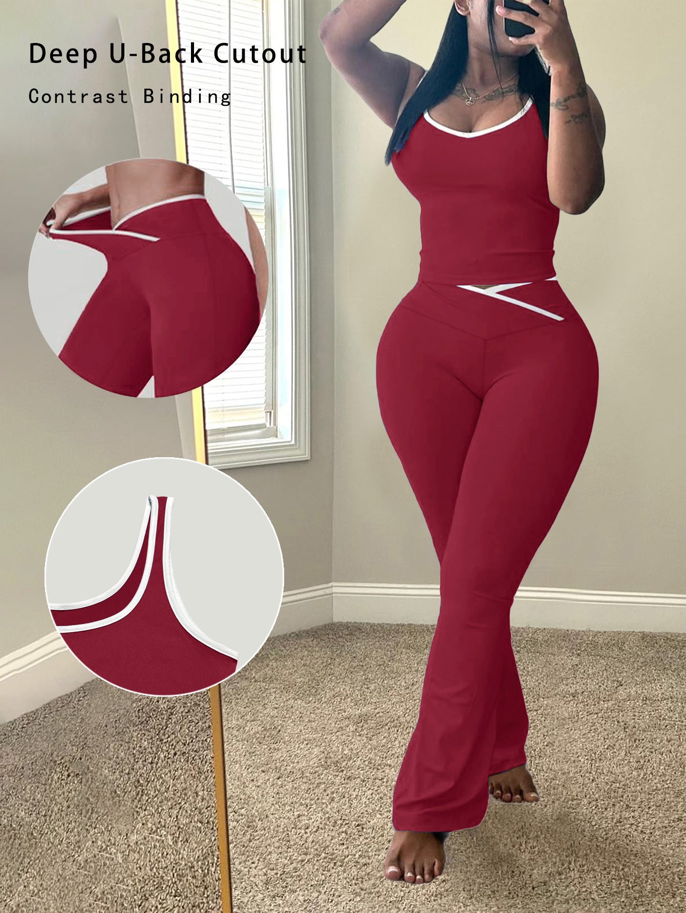Women's Round Neck With Trousers Two-piece Summer Vests
