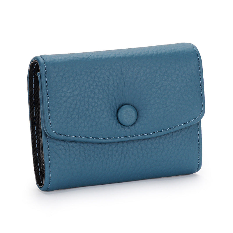 Female First Layer Short Cowhide Expanding Multiple Card Holder