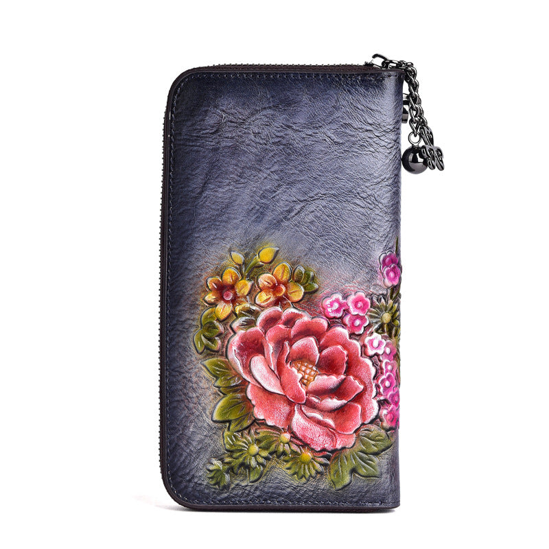 Style First Layer Cowhide Multiple Slots Ladies Wallets