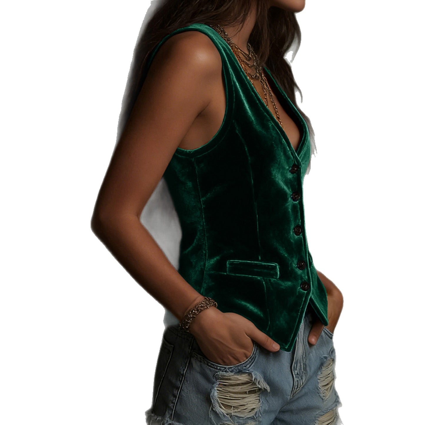 Comfortable Stylish Women's Button Sexy Sleeveless Women's Vest