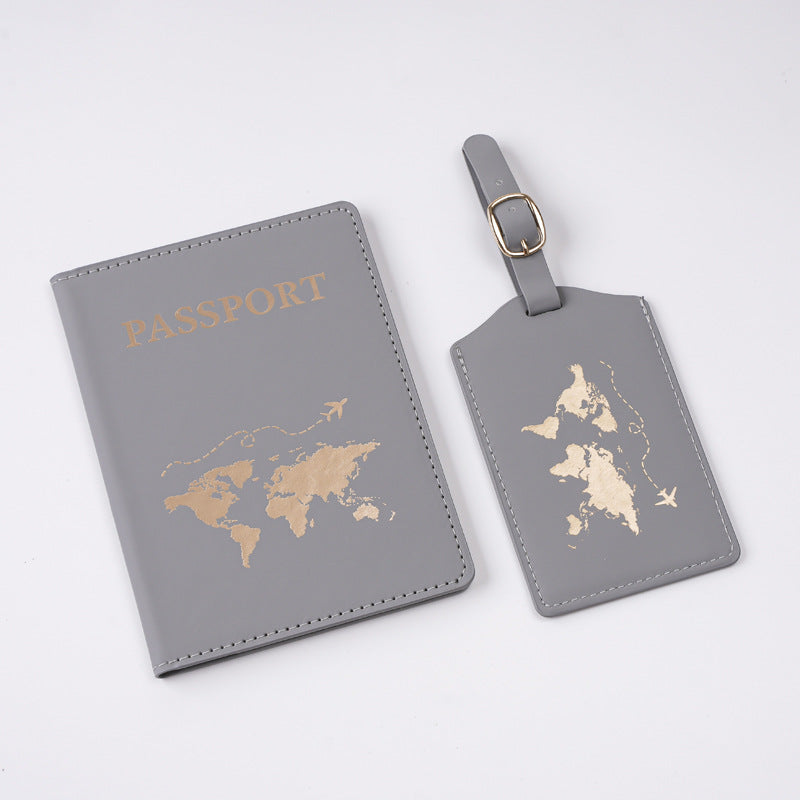 Oil Edge Bronzing Map Style Passport Cover Card Holder