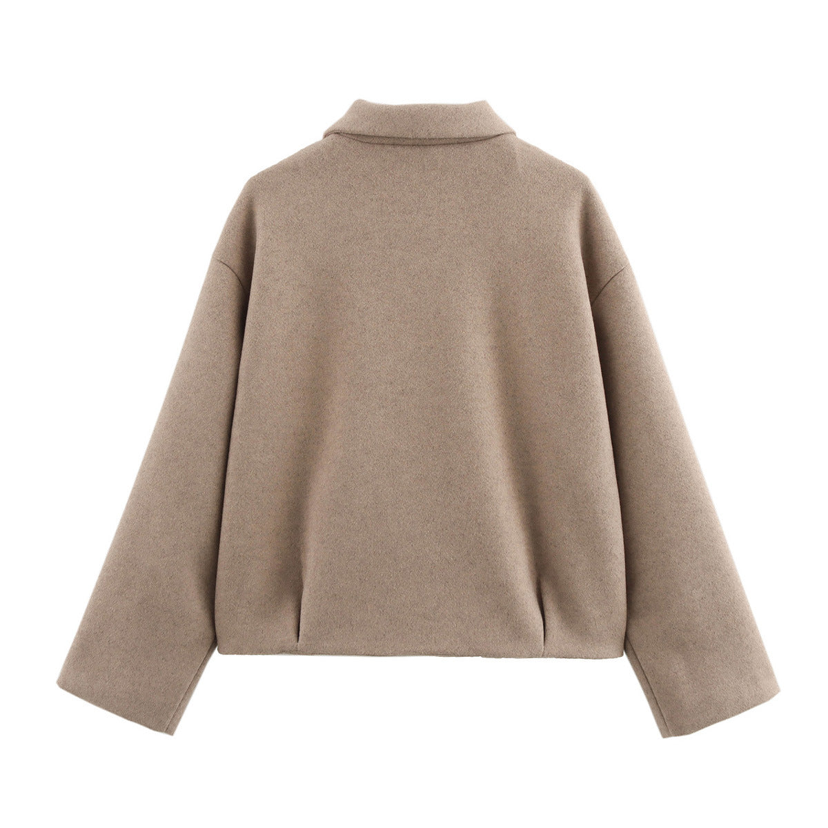 Women's Fashion Casual Pleated Zipper Soft Woolen Coats
