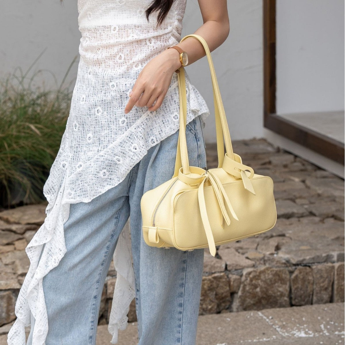 Women's Underarm Genuine Leather Commuter Boston Large Shoulder Bags