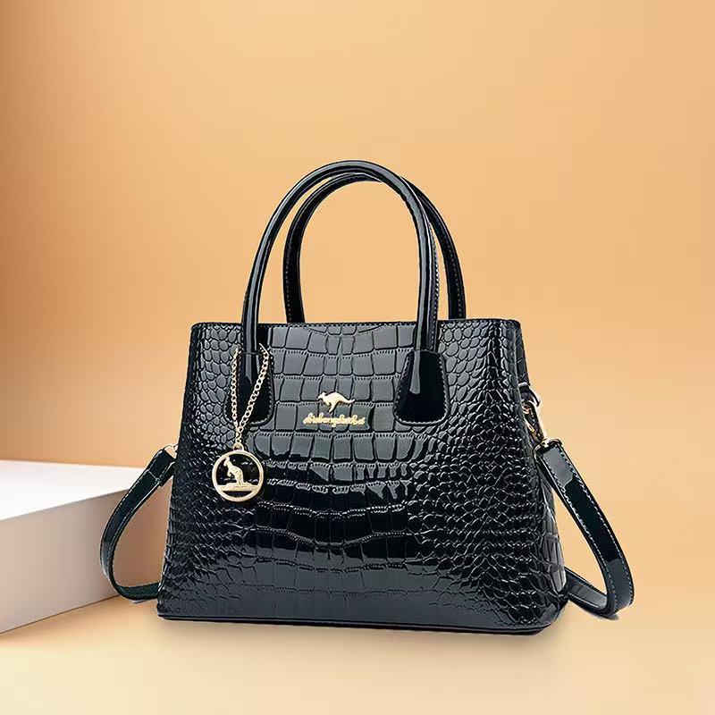 Classic Women's Kangaroo Patent Leather Glossy Handbags