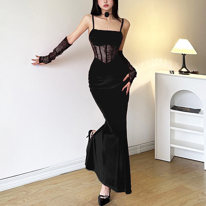Women's Solid Color High Waist Fashion Strap Dresses