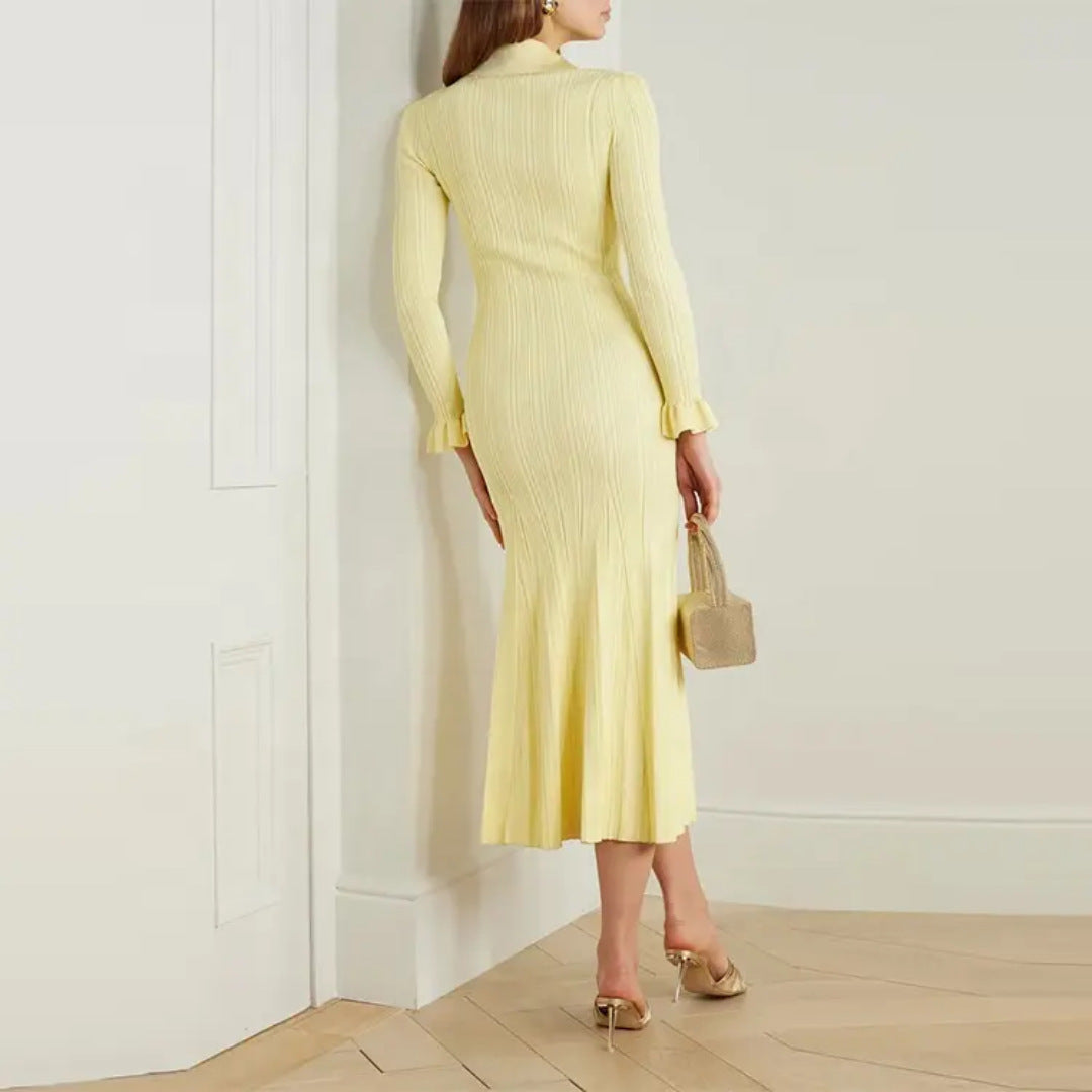 Large Swing Dress Lapel Knitted French Dresses