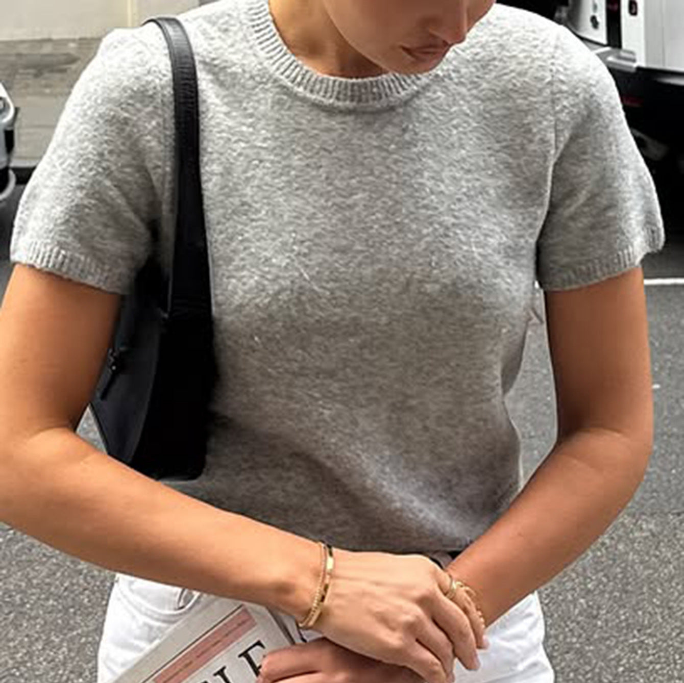 Women's Casual Simple Short-sleeved Fashion Woolen Women's T-shirt