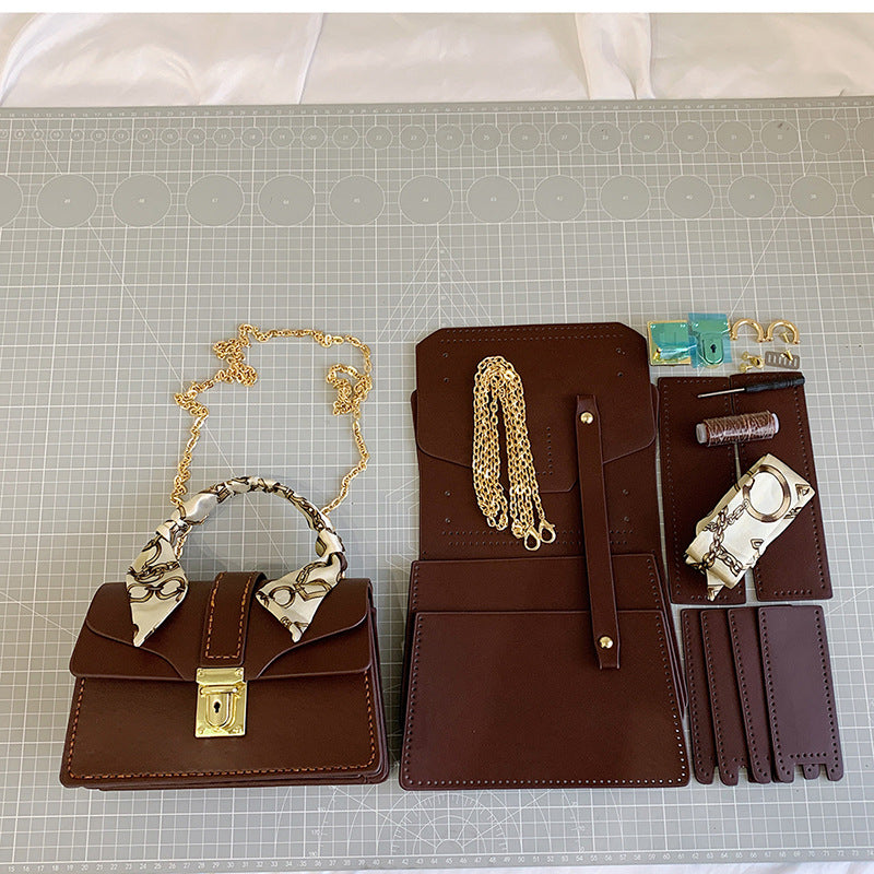 Women's Trendy Handmade Silk Scarf Solid Color Crossbody Bags