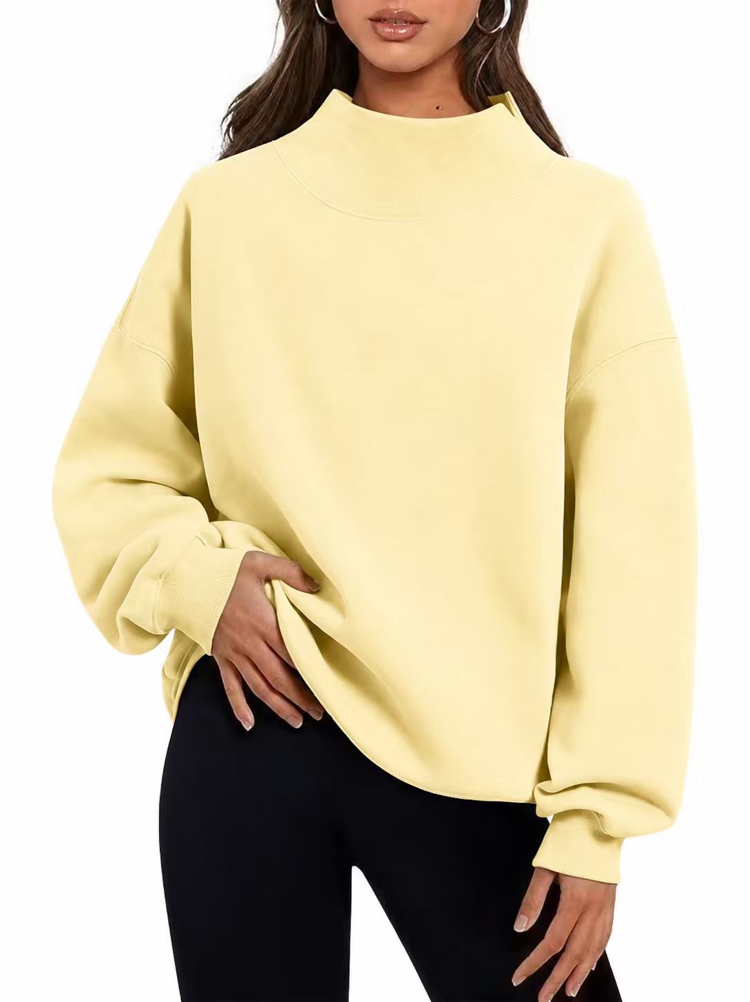 Women's Fashion Casual Style Fleece Shirt Thick Half Turtleneck Sweaters
