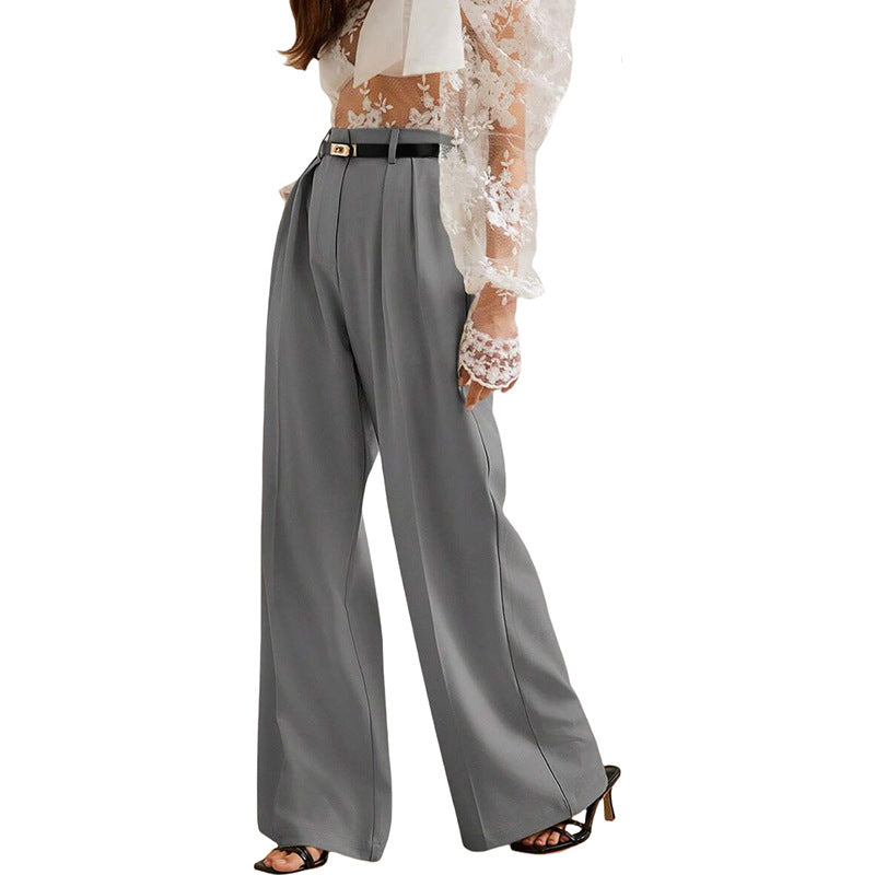 Women's Casual High Waist Temperament Commute Straight Pants