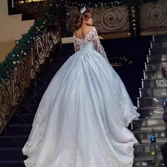 Screen Dress African Bridal Long Sleeve Diamond Decorations Wedding Dresses