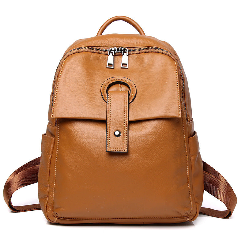 Women's Top Layer Leather Fashion Large Capacity Backpacks