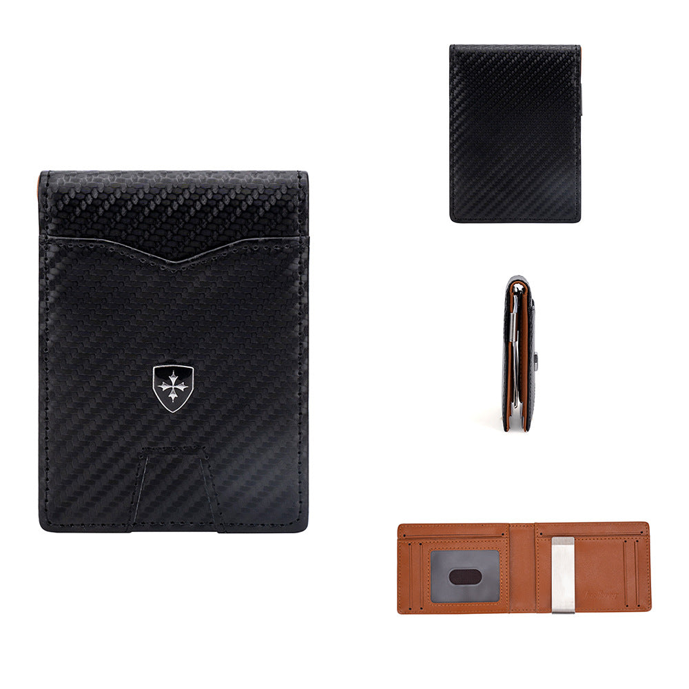 Men's Carbon Fiber Simple Gold Thin Fashion Card Holder