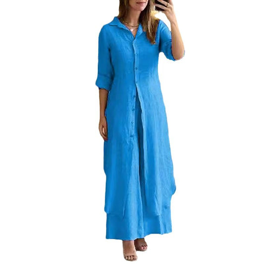 Women's Linen Elegant Long-sleeved Two-piece Set Suits