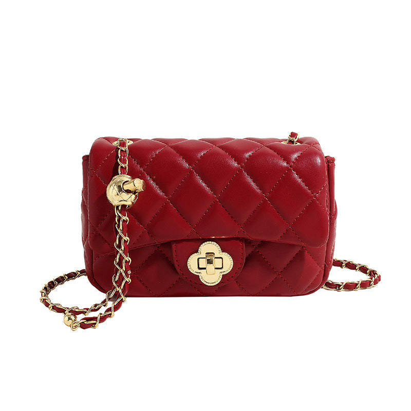 Women's Rhombic Embroidery Thread Spring Popular Chain Crossbody Bags