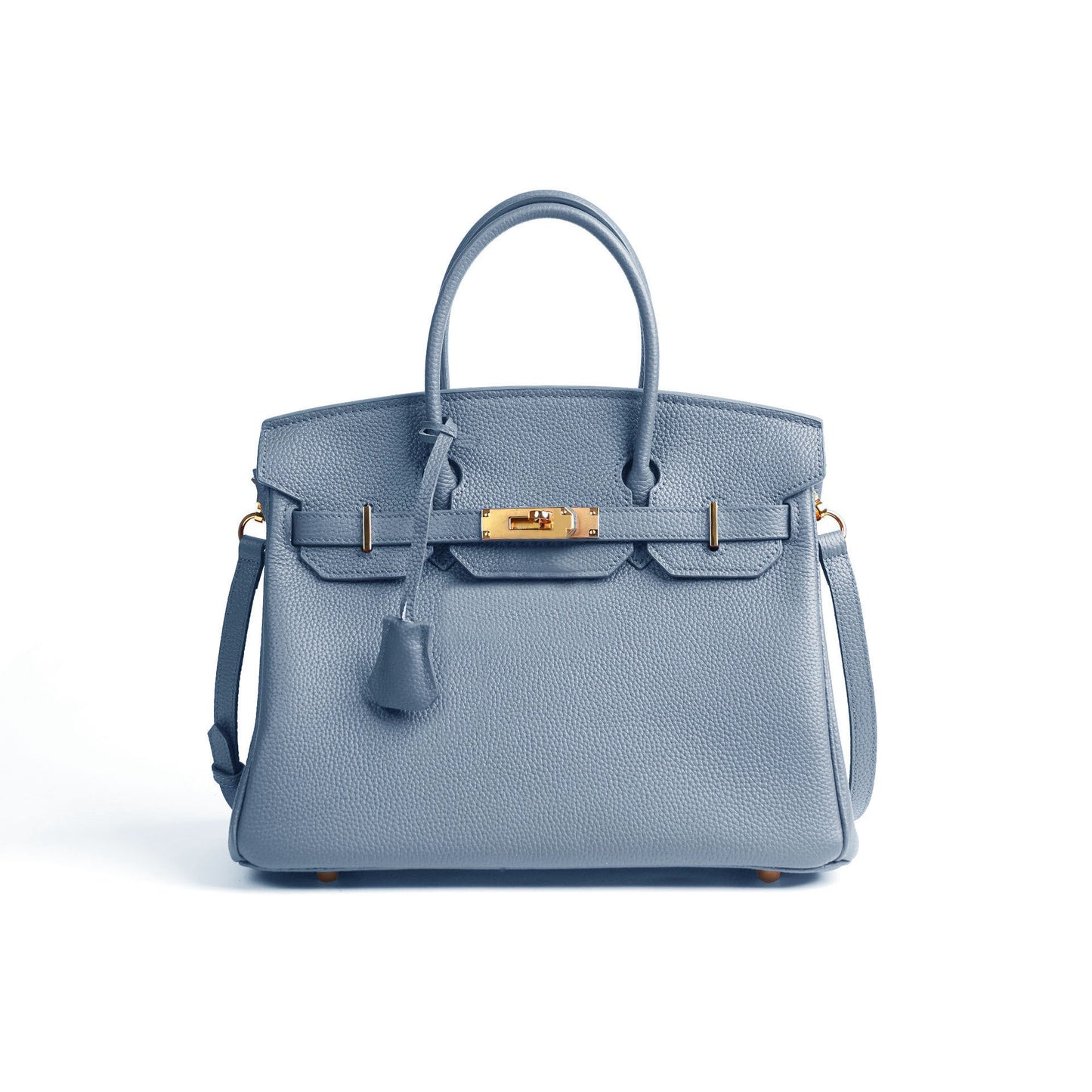 Capacity Lychee Pattern First Layer Cowhide Kelly Handbags