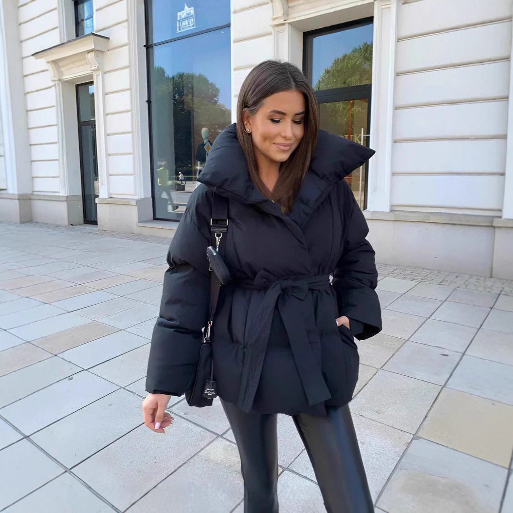 Women's Long Sleeves Waist Loose Solid Color Coats