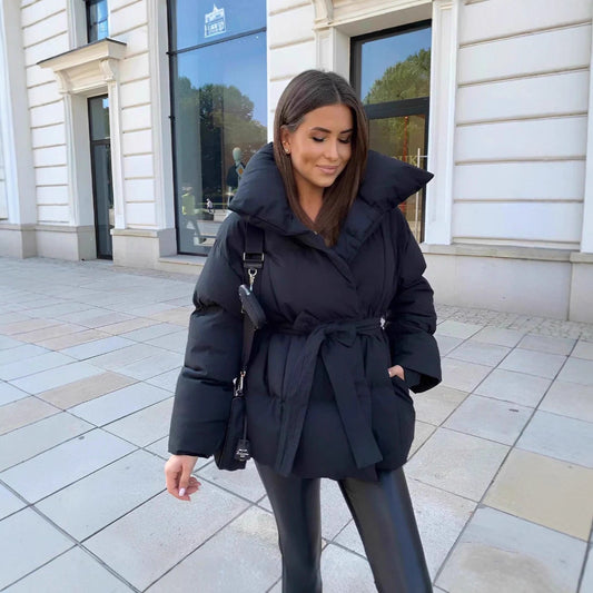 Women's Long Sleeves Waist Loose Solid Color Coats