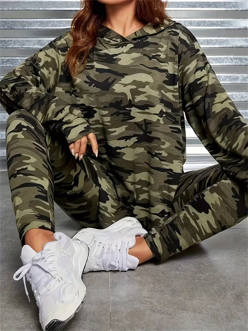 Women's Set Hooded Sweatshirt Tights Camouflage Two-piece Fashion Casual Suit
