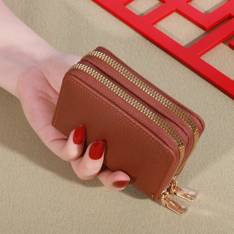 Women's Short Korean Lychee Pattern Clutch Ladies Wallets