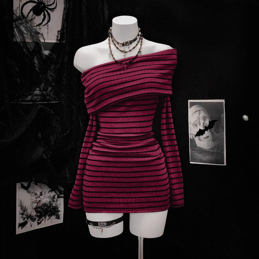 Long Sleeve Knitted Sexy Hip Vacation Dress