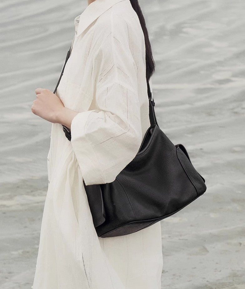 Women's Vegetable Tanned Calf Skin Large Capacity Shoulder Bags