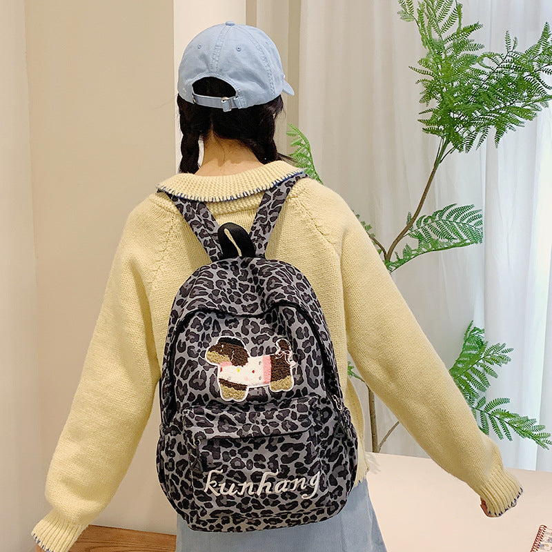 Print Cartoon Style Cute Spot Contrast Color Versatile Middle School Students' Schoolbags