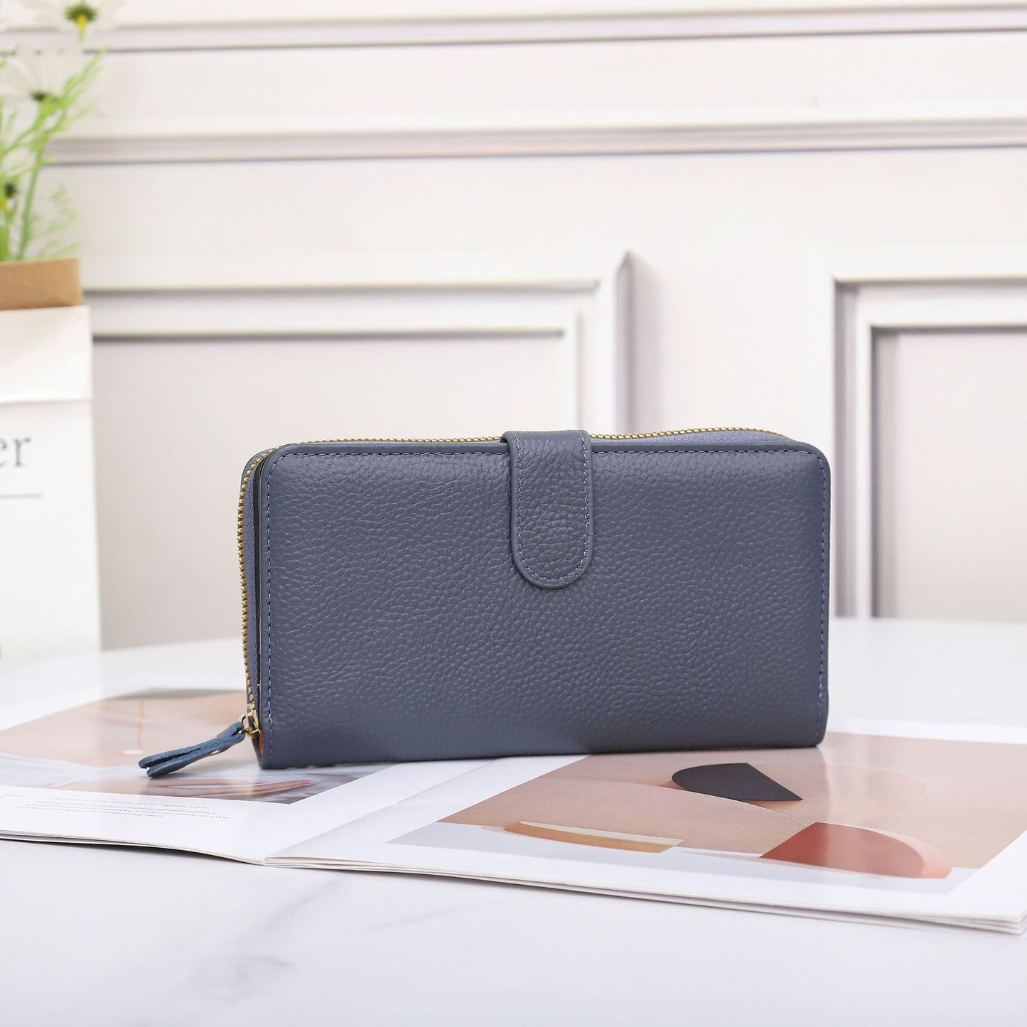 Women's Long Leather First Layer Cowhide Large Ladies Wallets