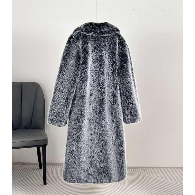 Women's Extended Imitation Fur Collar Overcoat Artificial Coats