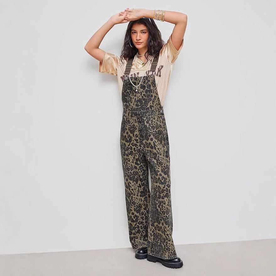 Women's American Retro Street Suspender Loose-fitting Jumpsuits