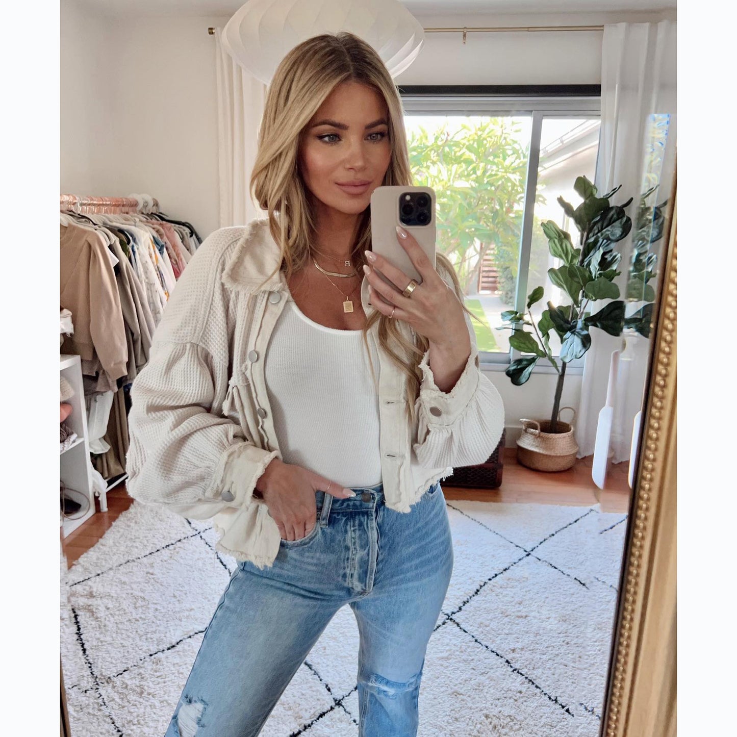 Casual Fashion Style Waffle Stitching Wash Jackets