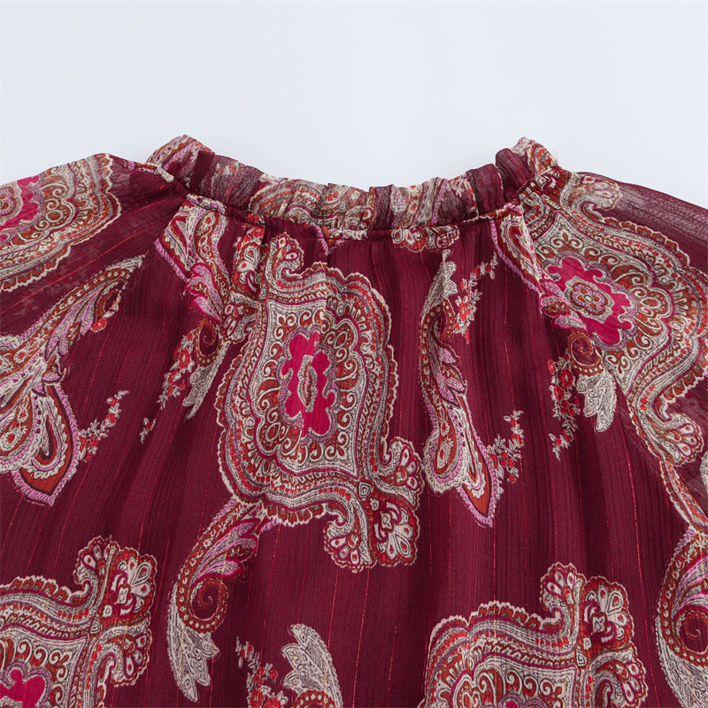 Women's Fashion Casual Metal Wire Printed Long Dresses