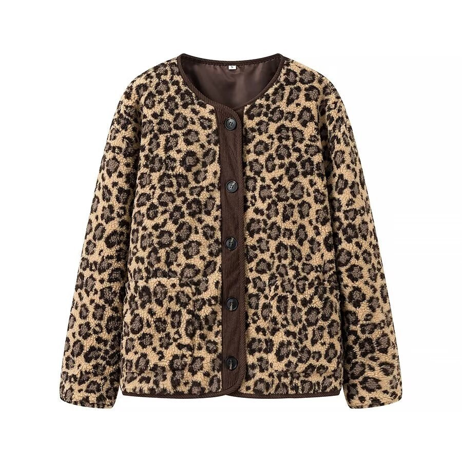 Women's American Leopard Print Casual Loose Long Coats