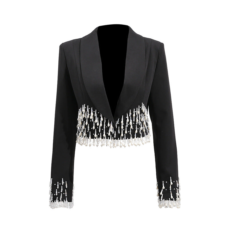 Women's Fashionable Autumn Rhinestone Stitching Design Long Suits