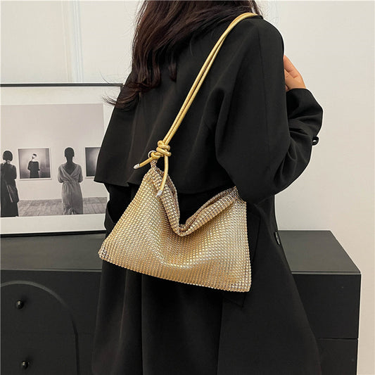 Women's Fashion High Texture Net Drill Niche Simple Shoulder Bags