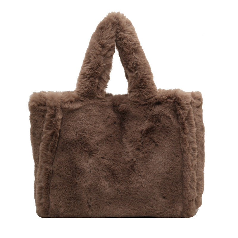 Style Fashionable Plush Large Capacity Furry Tote Bags