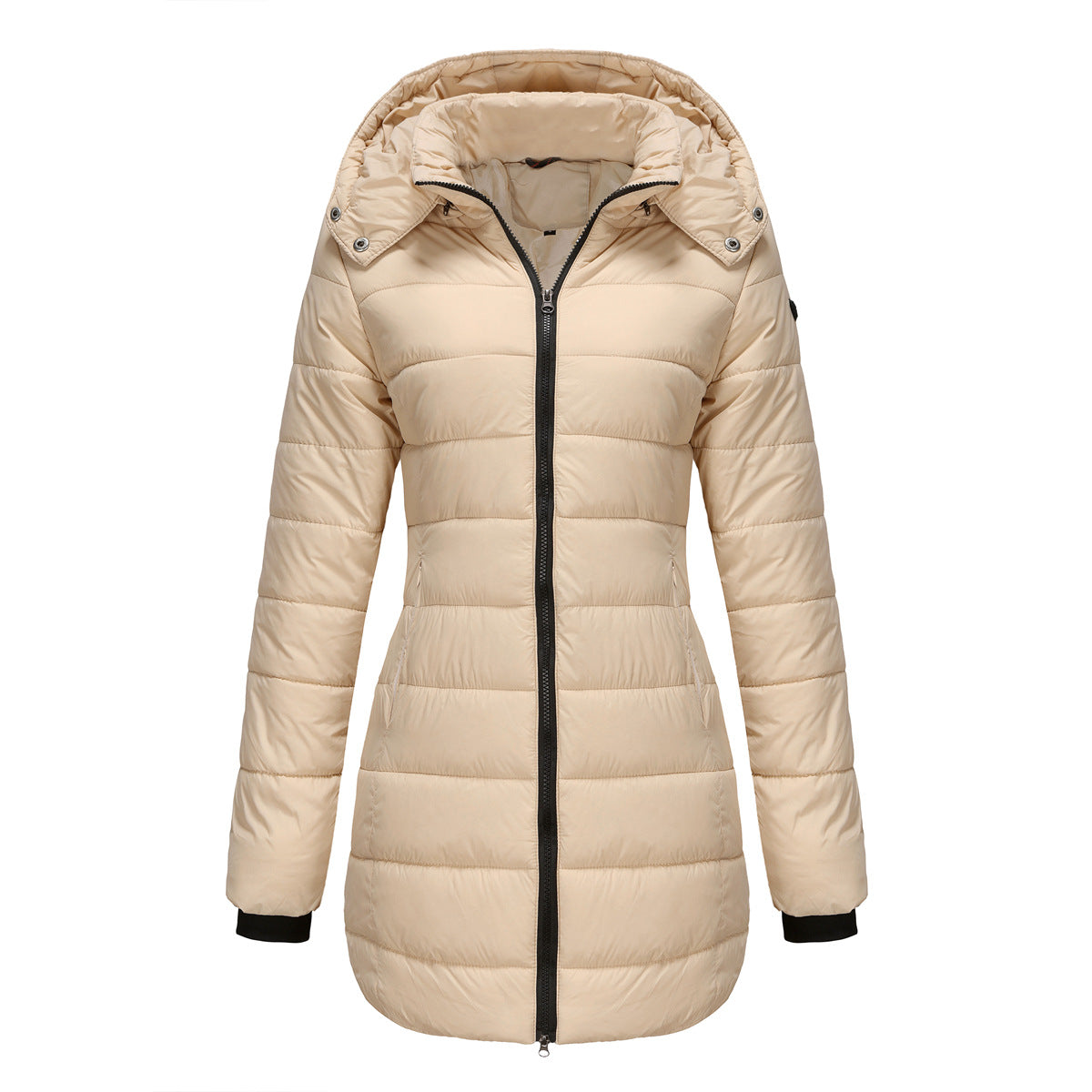Women's Waterproof Detachable Hat Long Sleeve Parka Coats