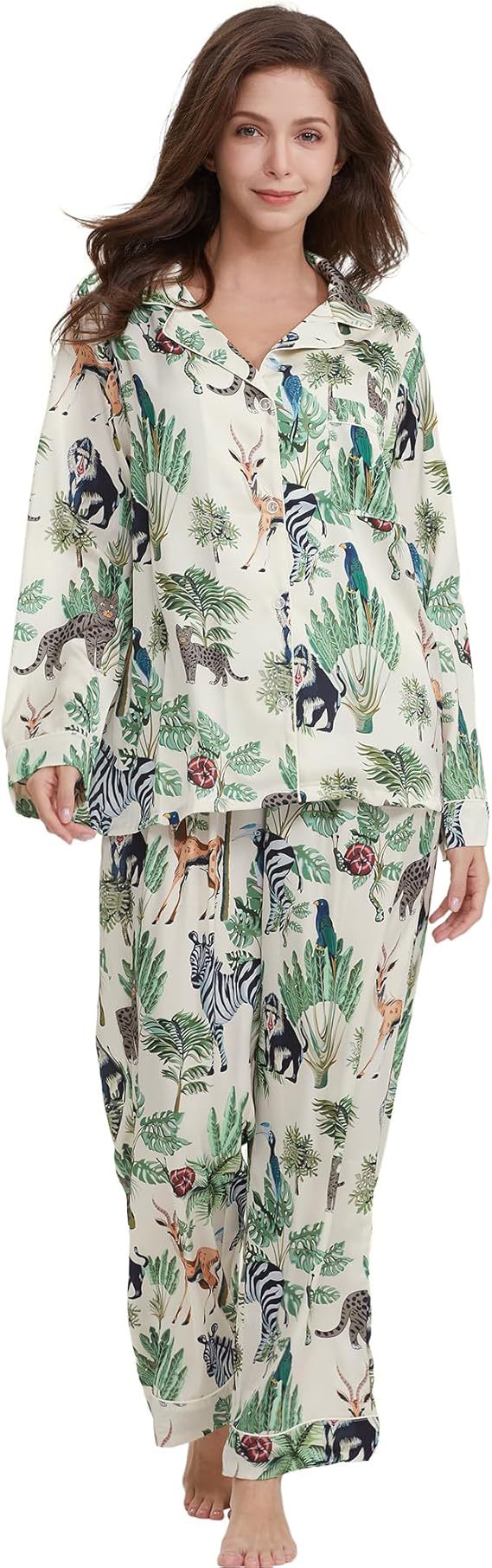 Women's Cuban Collar Trendy Fashion Puzzle Printed Suits