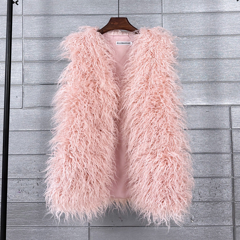 Women's Imitated Tibet Sheep Fur Mid-length Faux Coats